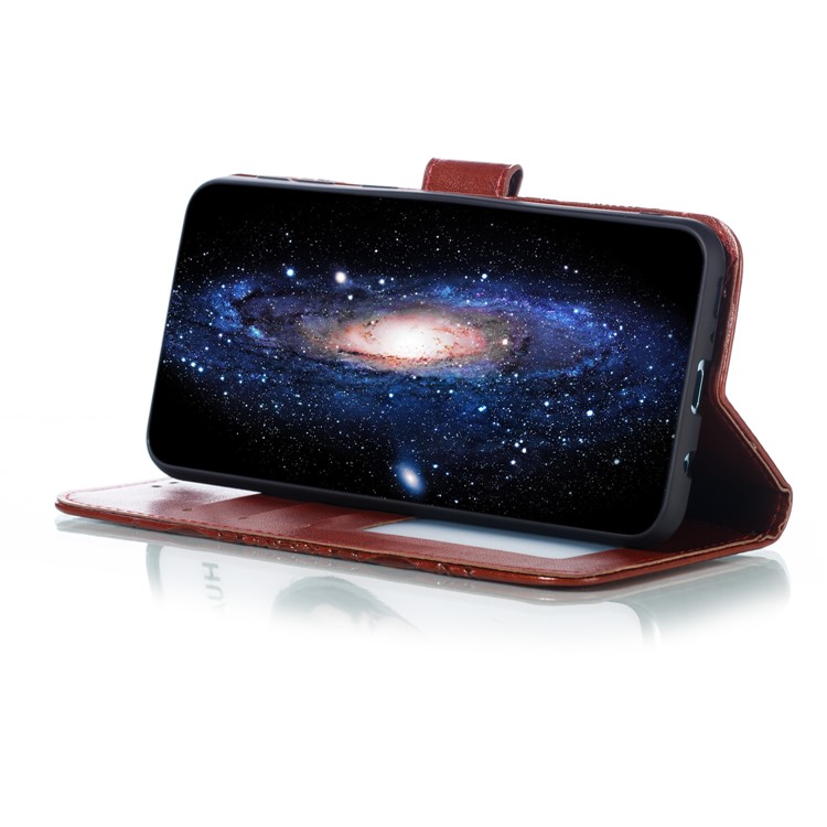 For Samsung Galaxy M20 Imprint Mandala Flower Leather Wallet Case Phone Cover - Brown-8