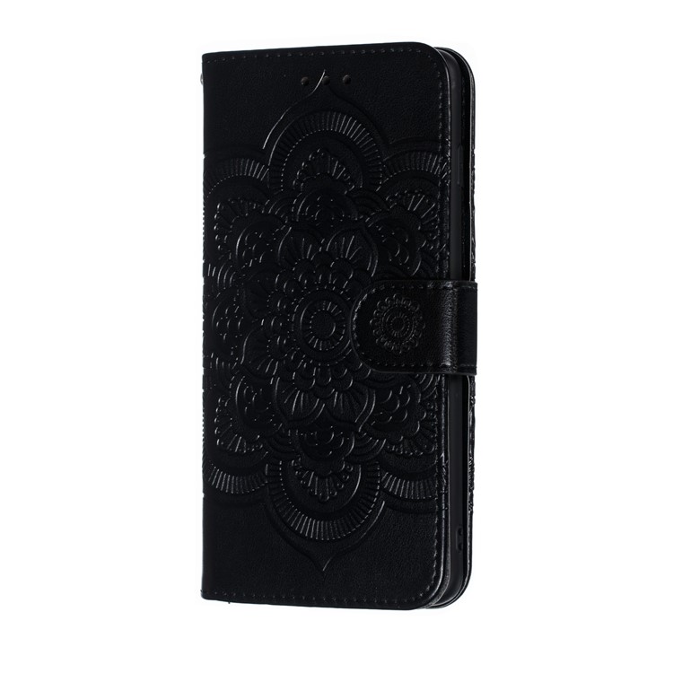 For Samsung Galaxy S10 Imprint Mandala Flower Leather Wallet Phone Case Cover - Black-3