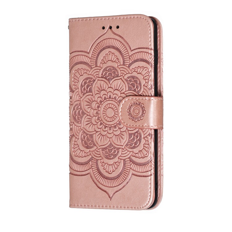 For Samsung Galaxy S10 Imprint Mandala Flower Leather Wallet Phone Case Cover - Rose Gold-3