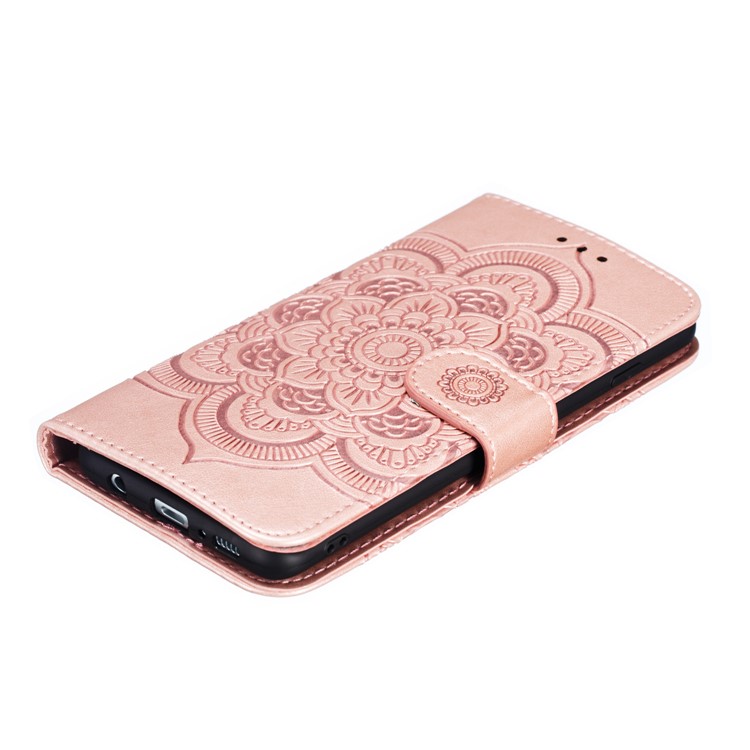 For Samsung Galaxy S10 Imprint Mandala Flower Leather Wallet Phone Case Cover - Rose Gold-5