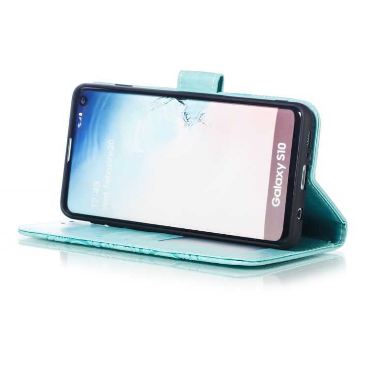 Для Samsung Galaxy S10 Отпечаток Мандала Цветок Кожаный Кошелек Чехол Для Телефона Чехол - Зеленый-8