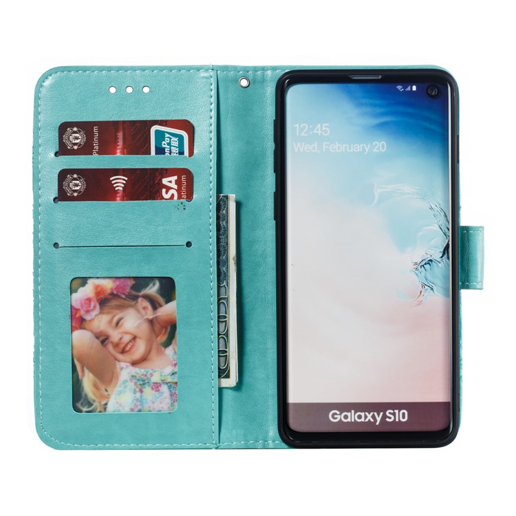 Для Samsung Galaxy S10 Отпечаток Мандала Цветок Кожаный Кошелек Чехол Для Телефона Чехол - Зеленый-9