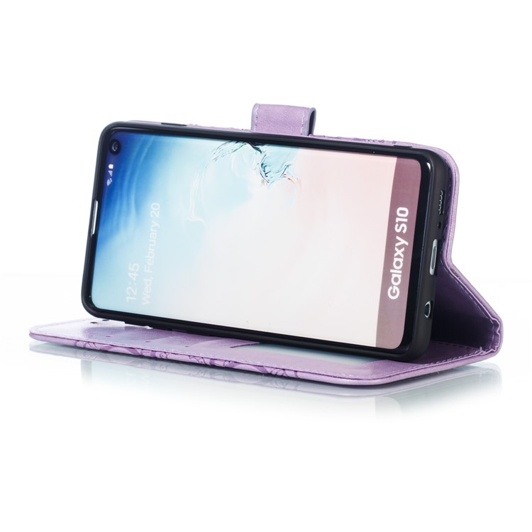 Для Samsung Galaxy S10 Отпечаток Мандала Цветок Кожаный Кошелек Чехол Для Телефона Чехол - Пурпурный-8