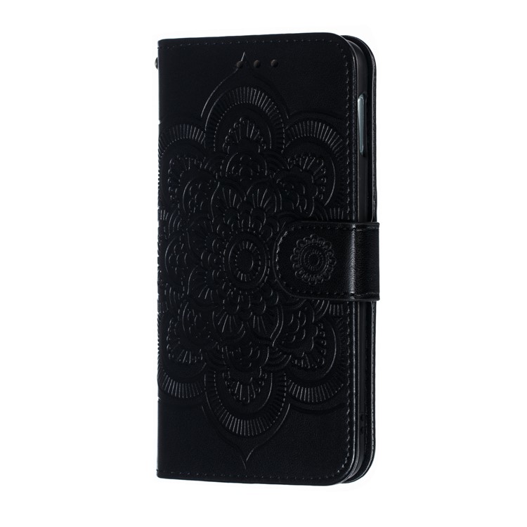 For Samsung Galaxy S10e Imprint Mandala Flower Leather Wallet Phone Cover Case - Black-3