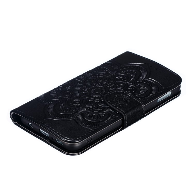 For Samsung Galaxy S10e Imprint Mandala Flower Leather Wallet Phone Cover Case - Black-5