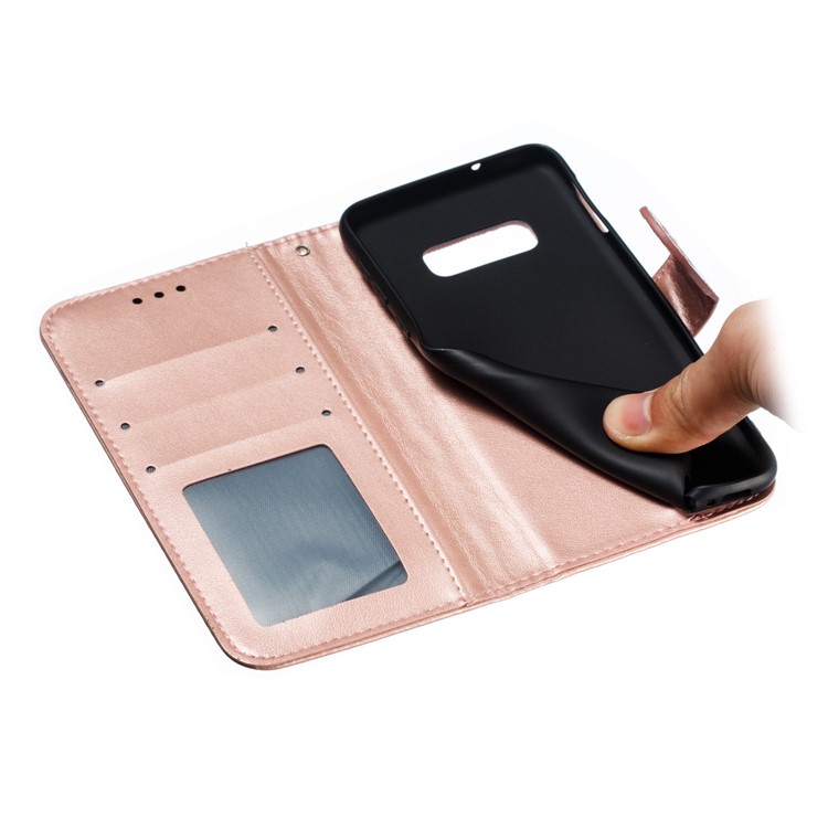 For Samsung Galaxy S10e Imprint Mandala Flower Leather Wallet Phone Cover Case - Rose Gold-10