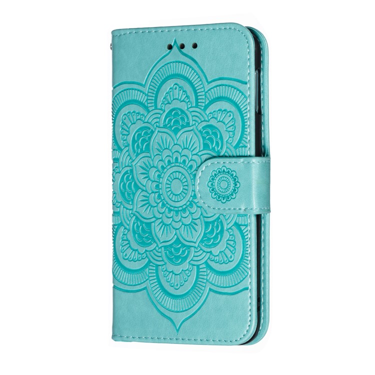 For Samsung Galaxy S10e Imprint Mandala Flower Leather Wallet Phone Cover Case - Green-3