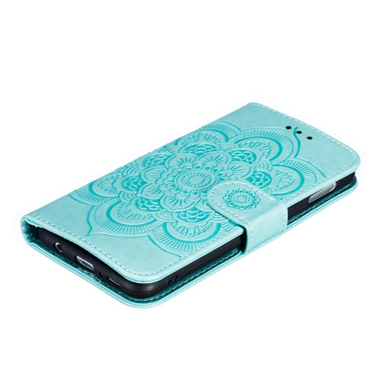 For Samsung Galaxy S10e Imprint Mandala Flower Leather Wallet Phone Cover Case - Green-5
