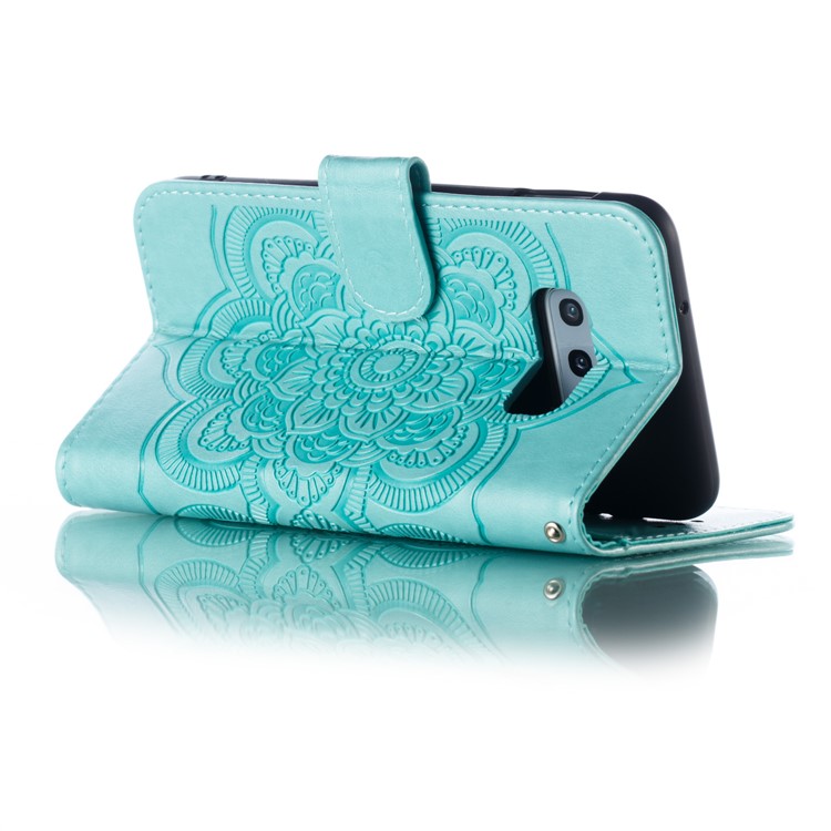 For Samsung Galaxy S10e Imprint Mandala Flower Leather Wallet Phone Cover Case - Green-7