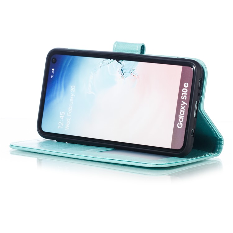 For Samsung Galaxy S10e Imprint Mandala Flower Leather Wallet Phone Cover Case - Green-8