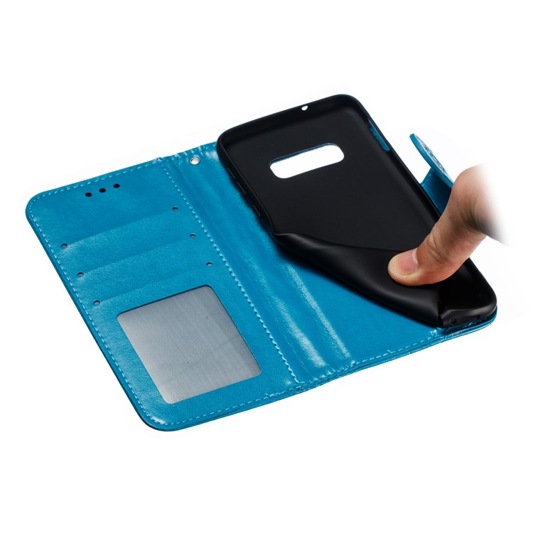 For Samsung Galaxy S10e Imprint Mandala Flower Leather Wallet Phone Cover Case - Blue-10