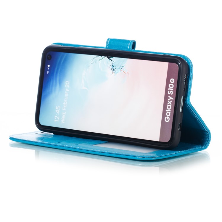 For Samsung Galaxy S10e Imprint Mandala Flower Leather Wallet Phone Cover Case - Blue-8