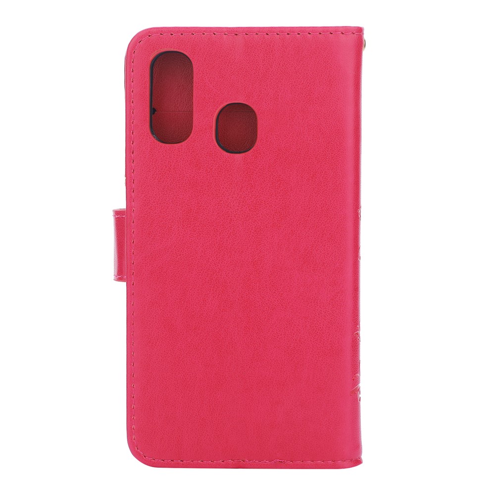 For Samsung Galaxy A40 Imprint Butterfly Flower Leather Wallet Case Cover Phone - Rose-2