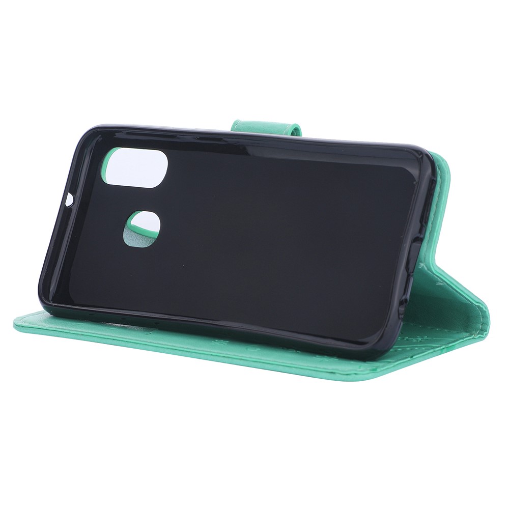 For Samsung Galaxy A40 Imprint Butterfly Flower Leather Wallet Case Cover Phone - Green-4