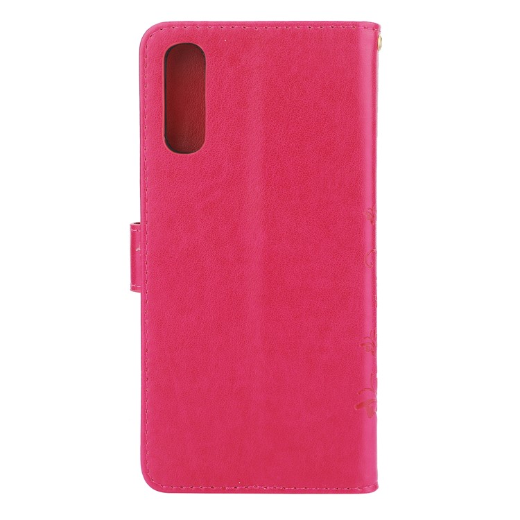 For Samsung Galaxy A70 Imprint Butterfly Flower Leather Wallet Case Cover Phone - Rose-2