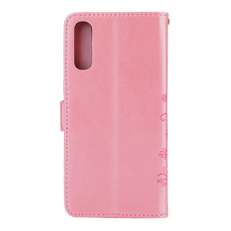 Für Samsung Galaxy A70 Aufdruck Schmetterling Blume Leder Brieftasche Fall Abdeckung Telefon - Rosa-2