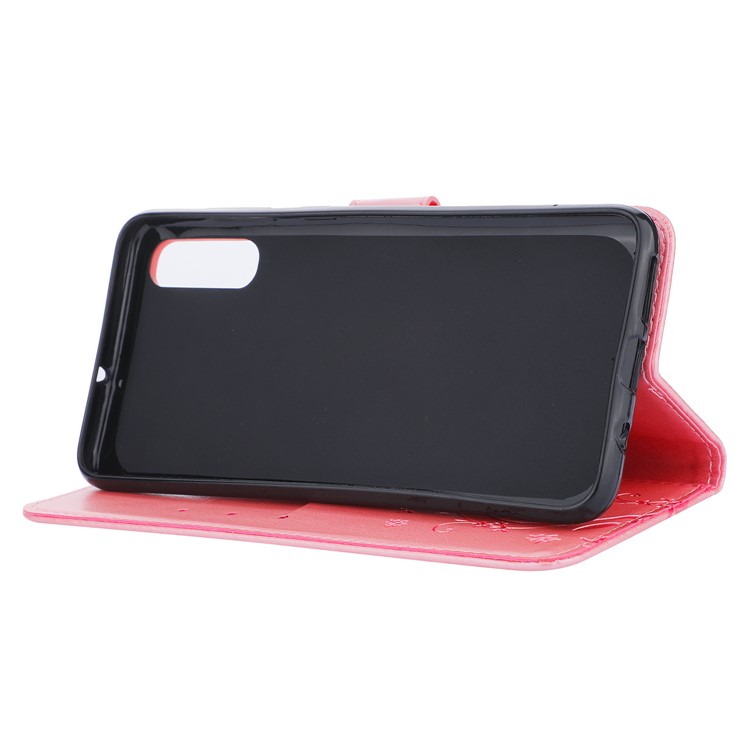 Für Samsung Galaxy A70 Aufdruck Schmetterling Blume Leder Brieftasche Fall Abdeckung Telefon - Rosa-4