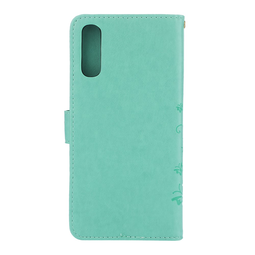 For Samsung Galaxy A70 Imprint Butterfly Flower Leather Wallet Case Cover Phone - Green-2