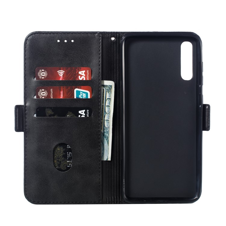 Leather Wallet Stand Flip Phone Case Cover for Samsung Galaxy A70 - Black-7