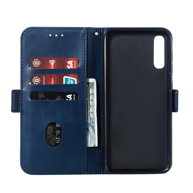 Leather Wallet Stand Flip Phone Case Cover for Samsung Galaxy A70 - Blue-7