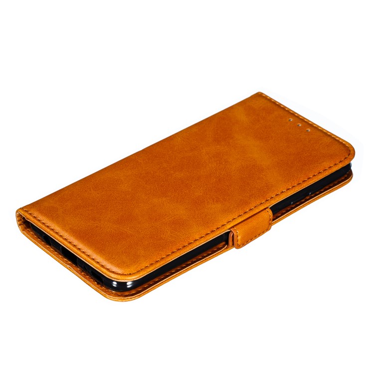 Leather Wallet Stand Flip Phone Case Cover for Samsung Galaxy A70 - Brown-10