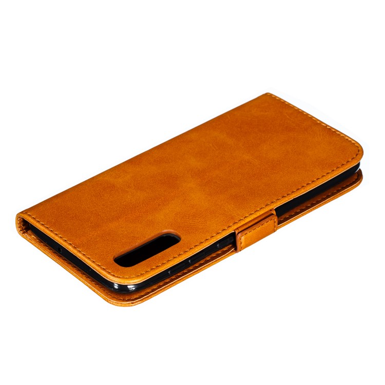 Leather Wallet Stand Flip Phone Case Cover for Samsung Galaxy A70 - Brown-11