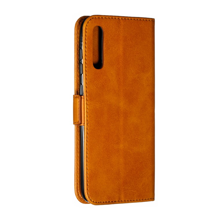 Leather Wallet Stand Flip Phone Case Cover for Samsung Galaxy A70 - Brown-5