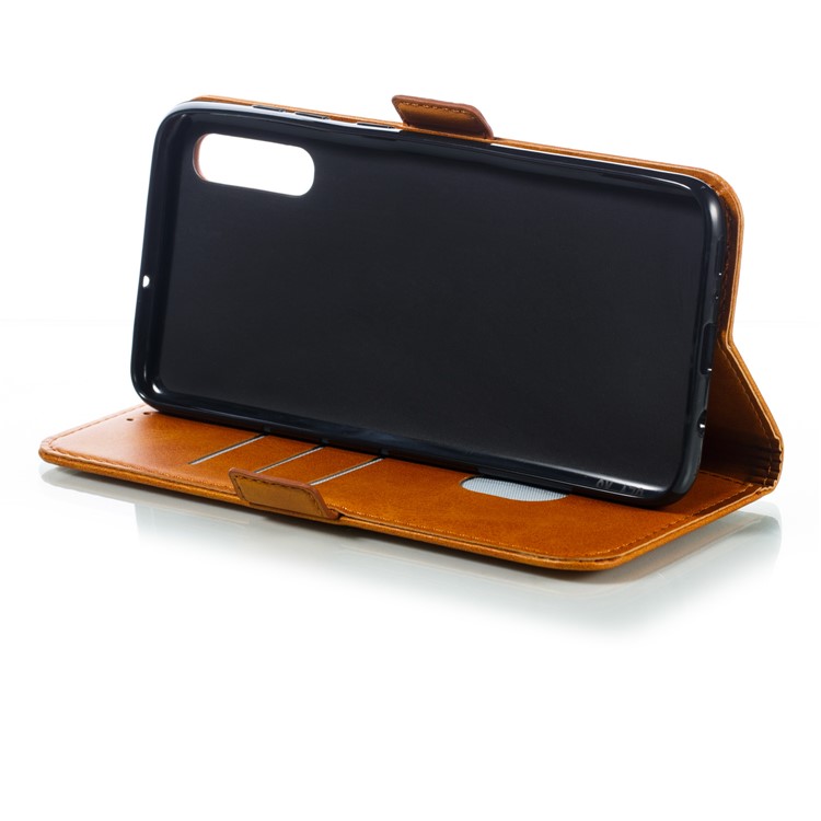 Leather Wallet Stand Flip Phone Case Cover for Samsung Galaxy A70 - Brown-9