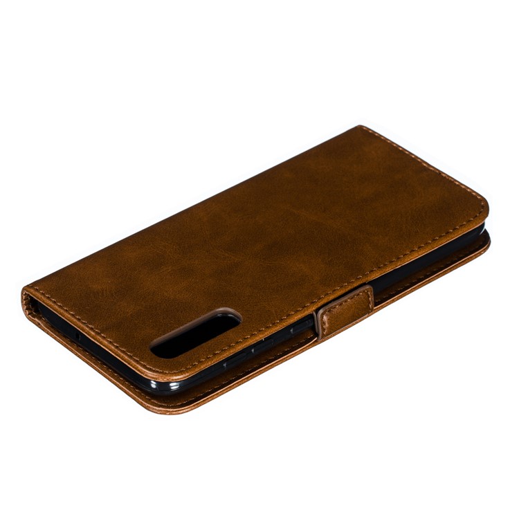 Leather Wallet Stand Flip Phone Case Cover for Samsung Galaxy A70 - Coffee-11