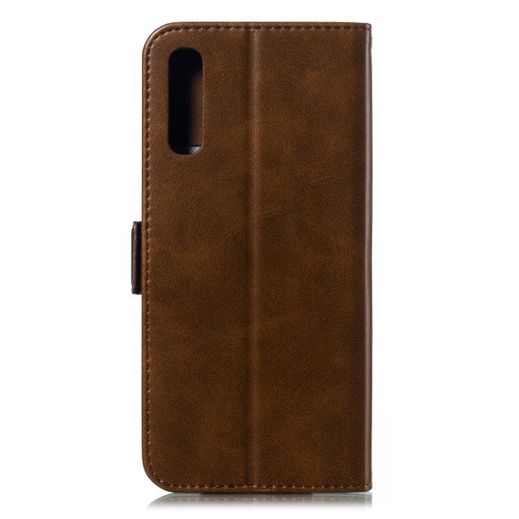 Leather Wallet Stand Flip Phone Case Cover for Samsung Galaxy A70 - Coffee-3