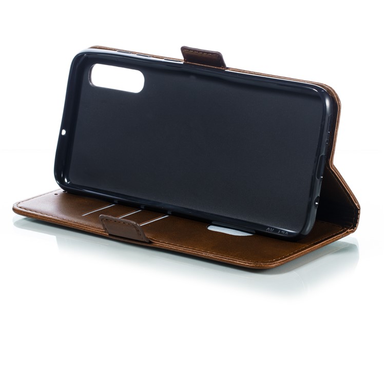 Leather Wallet Stand Flip Phone Case Cover for Samsung Galaxy A70 - Coffee-9