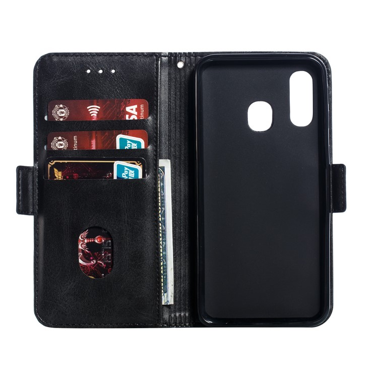 Leather Wallet Stand Phone Case for Samsung Galaxy A40 - Black-7