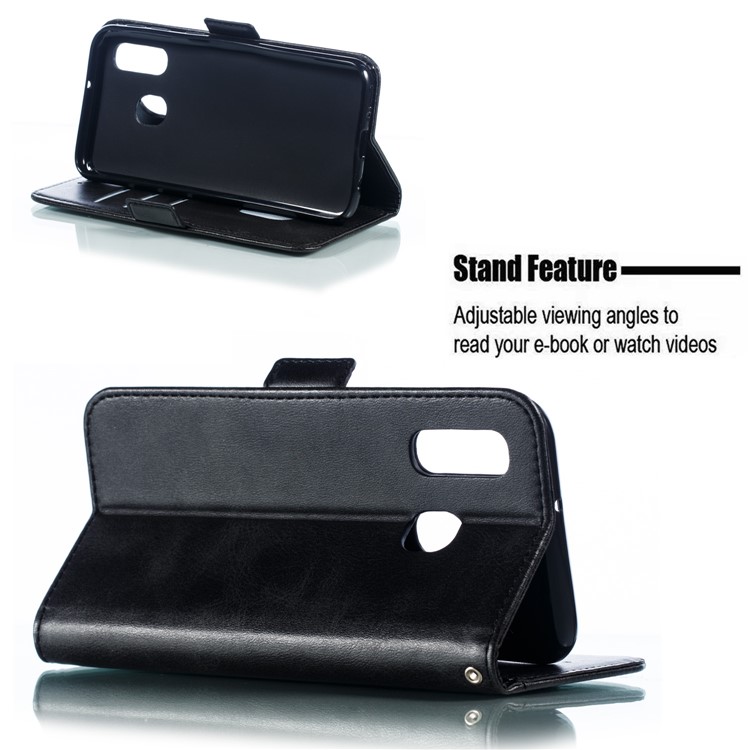 Leather Wallet Stand Phone Case for Samsung Galaxy A40 - Black-8