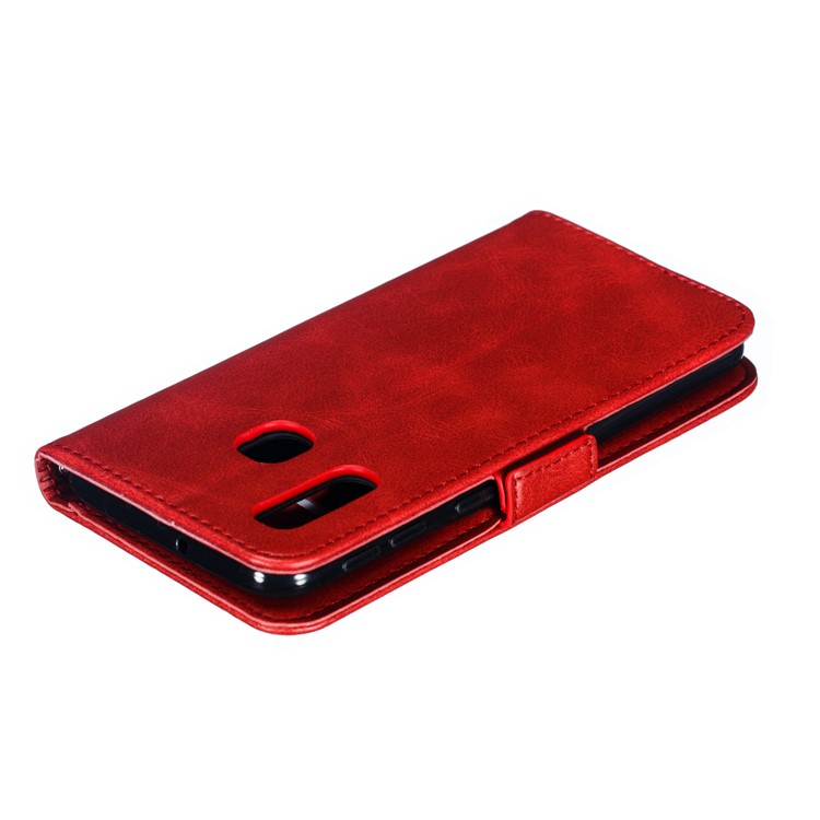 Leather Wallet Stand Phone Case for Samsung Galaxy A40 - Red-11