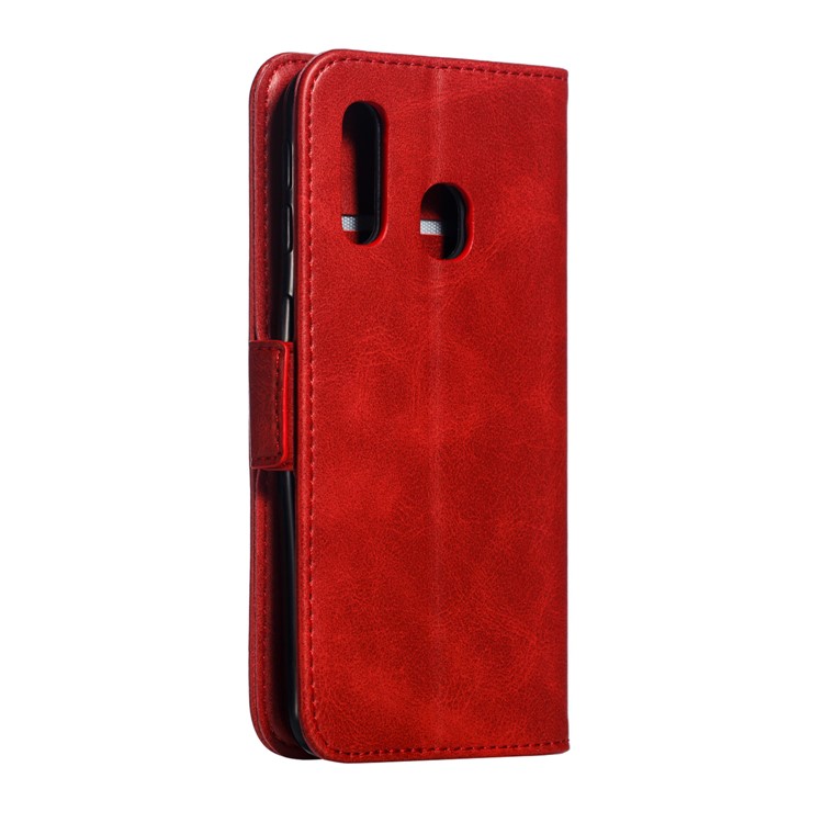 Leather Wallet Stand Phone Case for Samsung Galaxy A40 - Red-5