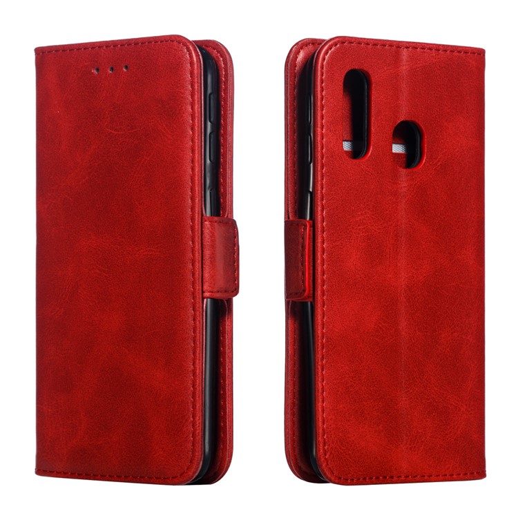 Leather Wallet Stand Phone Case for Samsung Galaxy A40 - Red-6