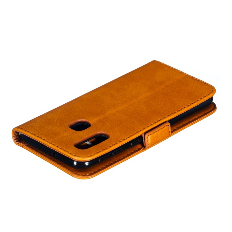 Leather Wallet Stand Phone Case for Samsung Galaxy A40 - Brown-11