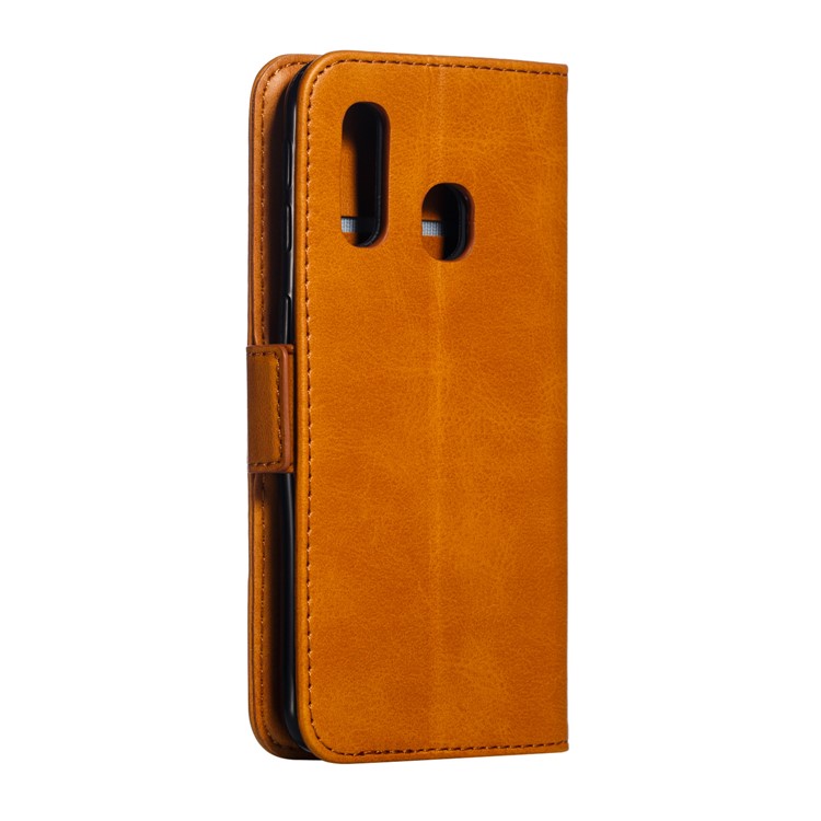 Leather Wallet Stand Phone Case for Samsung Galaxy A40 - Brown-5