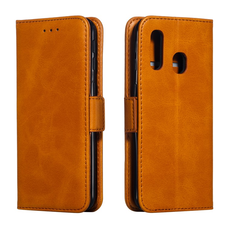 Leather Wallet Stand Phone Case for Samsung Galaxy A40 - Brown-6