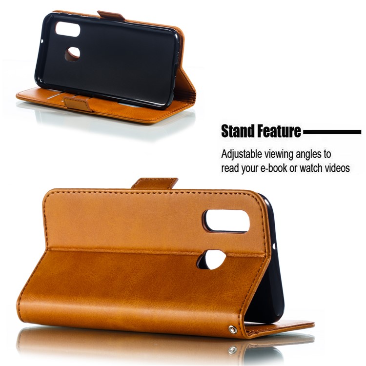 Leather Wallet Stand Phone Case for Samsung Galaxy A40 - Brown-8