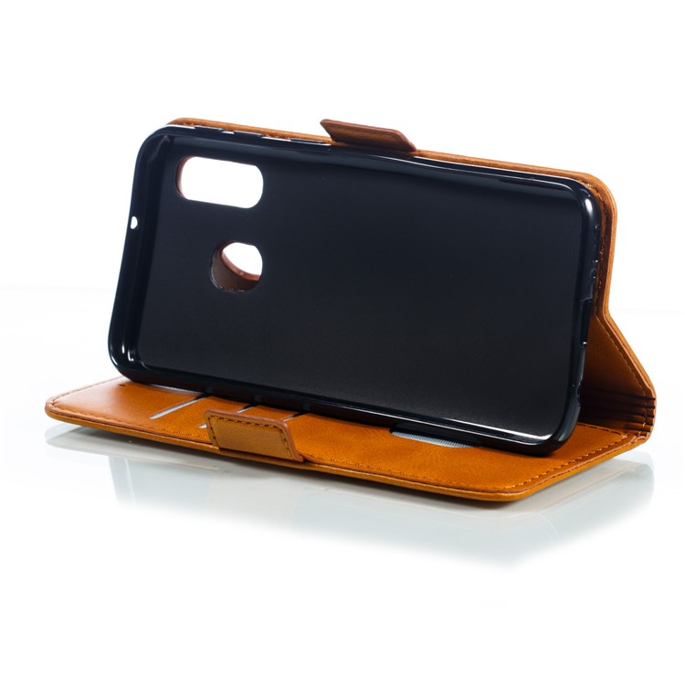 Leather Wallet Stand Phone Case for Samsung Galaxy A40 - Brown-9