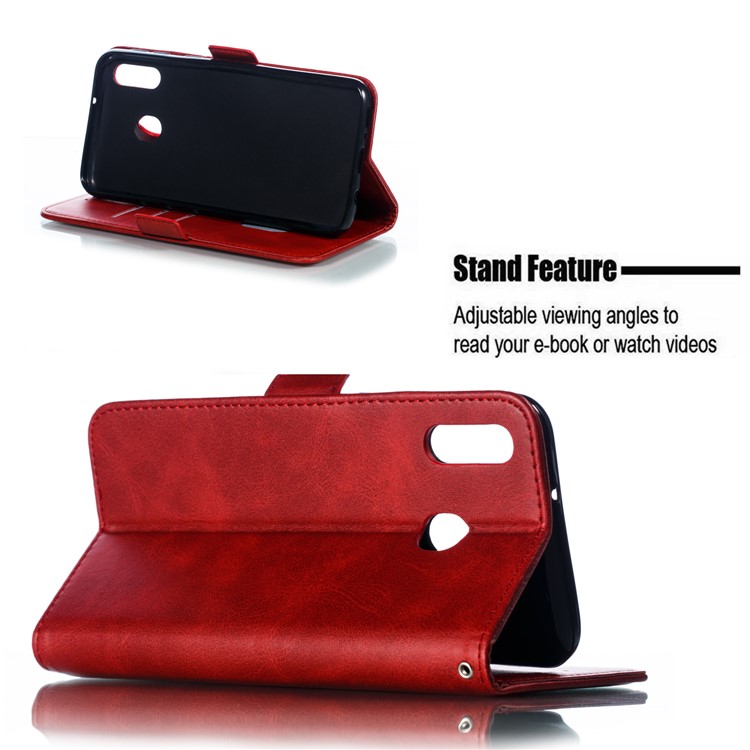 Flip Leather Cover Wallet Stand Phone Case for Samsung Galaxy M20 - Red-11