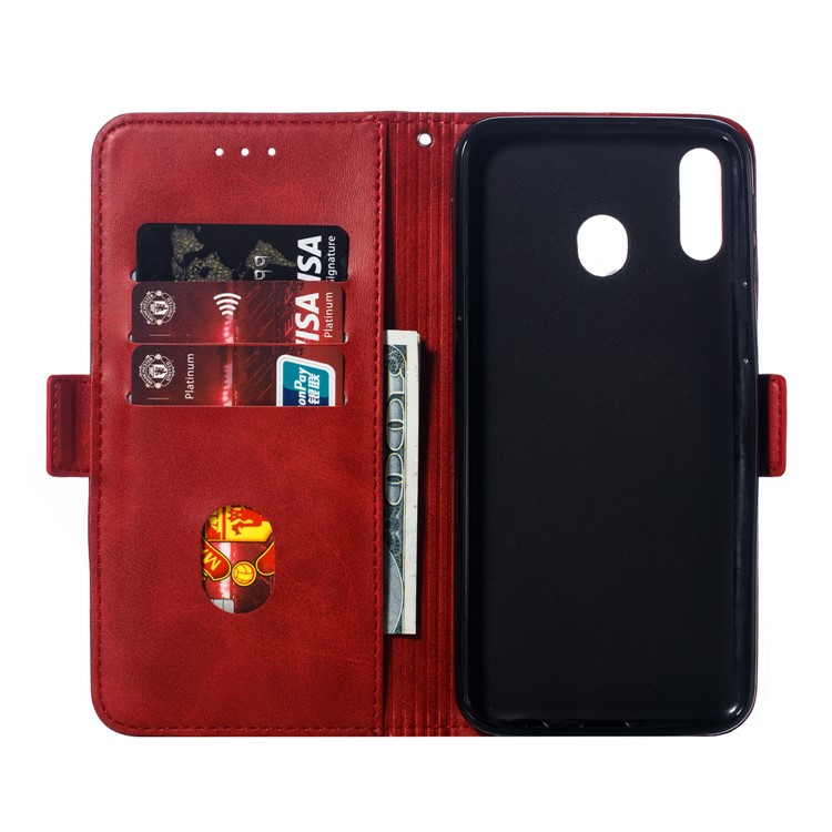 Flip Leather Cover Wallet Stand Phone Case for Samsung Galaxy M20 - Red-8