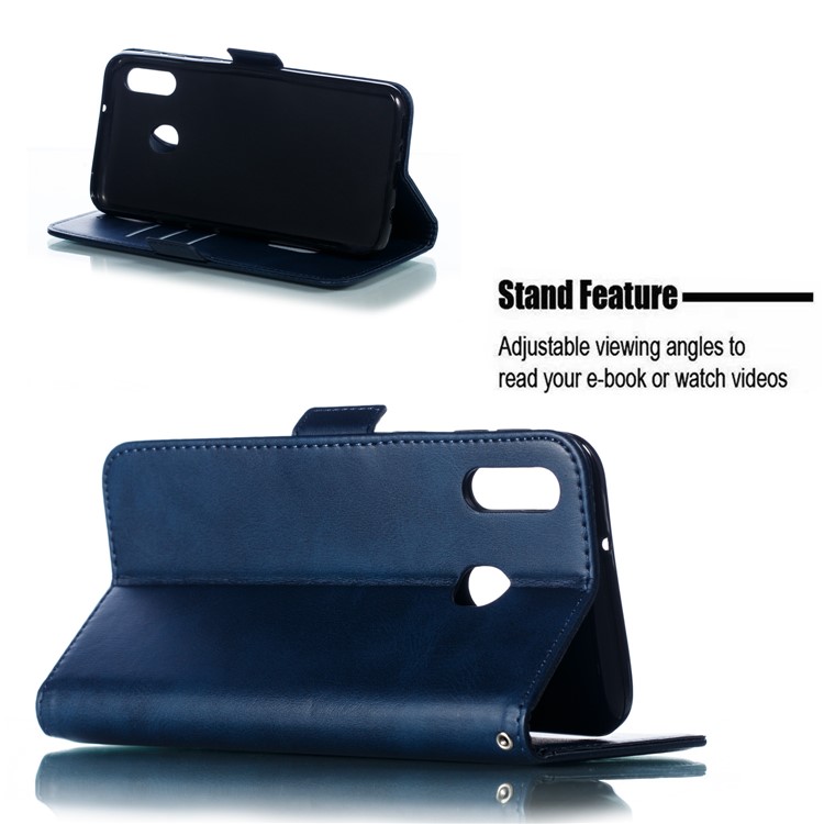 Flip Leather Cover Wallet Stand Phone Case for Samsung Galaxy M20 - Blue-11