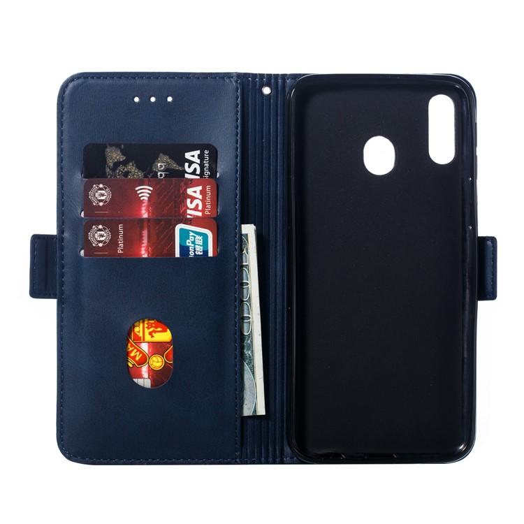 Flip Leather Cover Wallet Stand Phone Case for Samsung Galaxy M20 - Blue-8