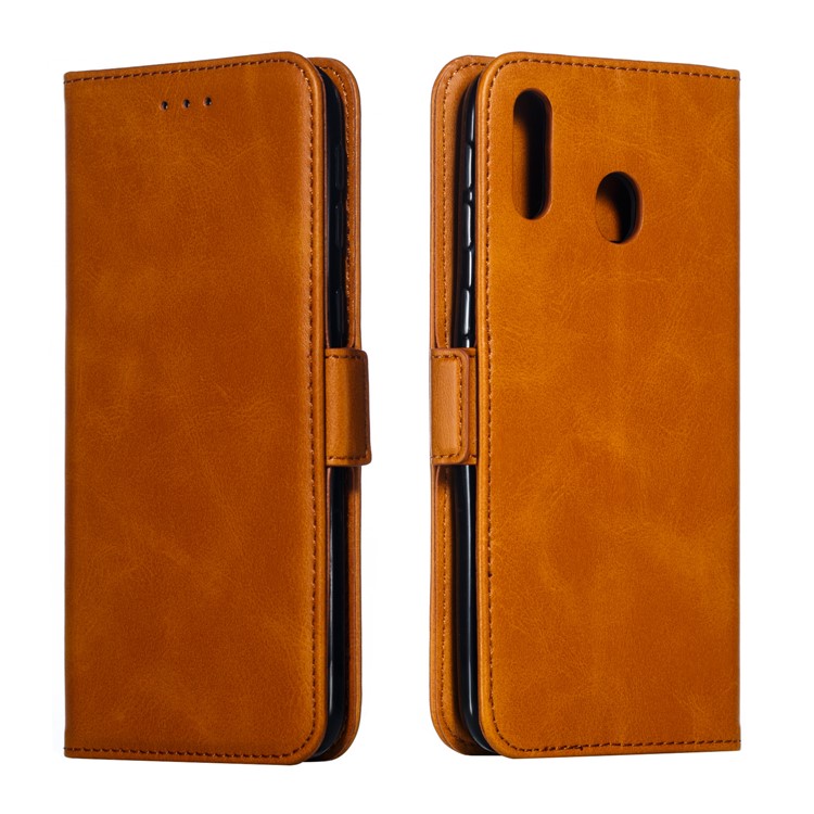 Flip Leather Cover Wallet Stand Phone Case for Samsung Galaxy M20 - Brown-10