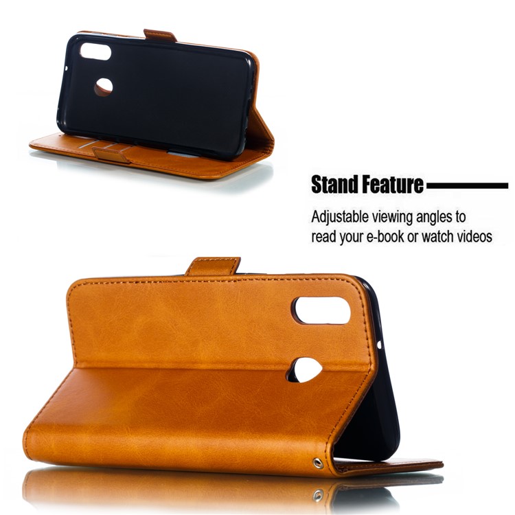 Flip Leather Cover Wallet Stand Phone Case for Samsung Galaxy M20 - Brown-11