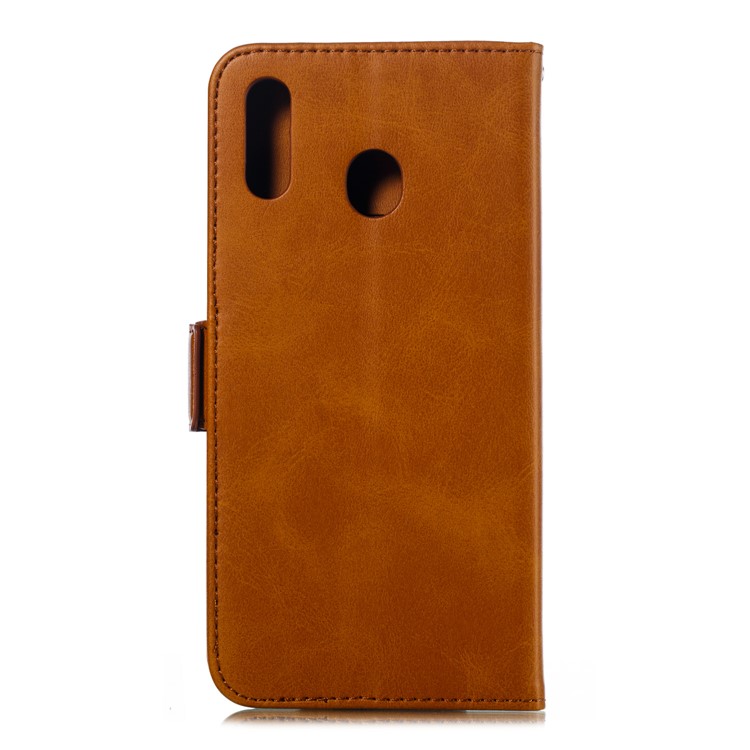 Flip Leather Cover Wallet Stand Phone Case for Samsung Galaxy M20 - Brown-3