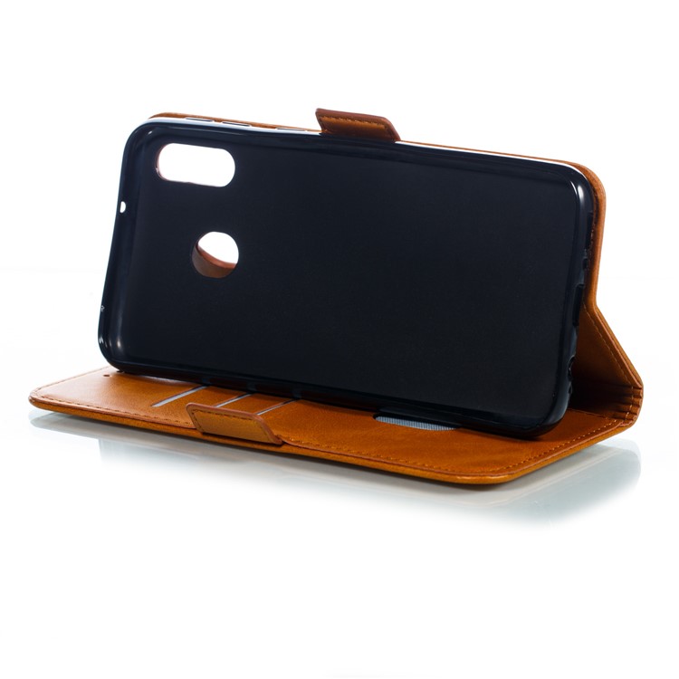 Flip Leather Cover Wallet Stand Phone Case for Samsung Galaxy M20 - Brown-9