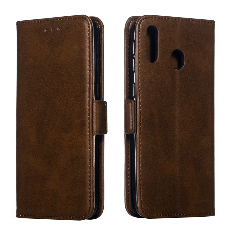 Flip Leather Cover Wallet Stand Phone Case for Samsung Galaxy M20 - Coffee-10